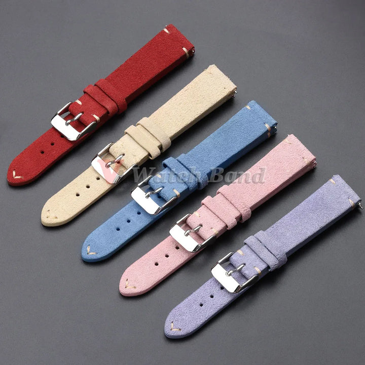 Quick Release Soft Suede Leather Watch Strap (14–22mm)