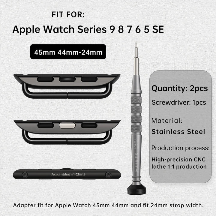 2pcs Stainless Steel Adapter For Apple Watch Ultra 2 49mm Strap, Series 9 8 7 SE 45mm 44mm 41mm 40mm Apple Watch Band Connector