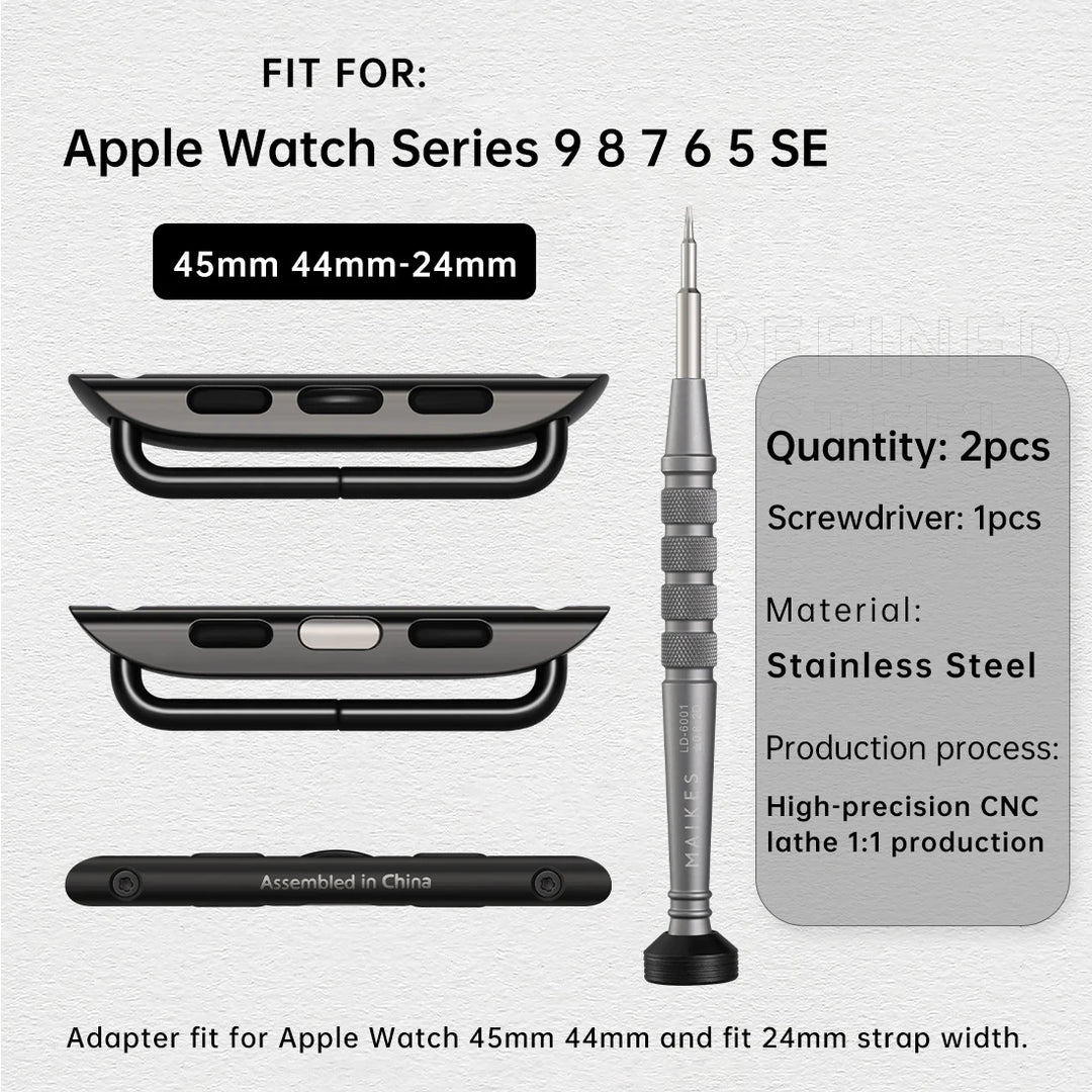 Top Quality, 2pcs Apple Watch Ultra Band Adapter, For 49mm 45mm 44mm 41mm Apple Watch Strap Stainless Steel Connector
