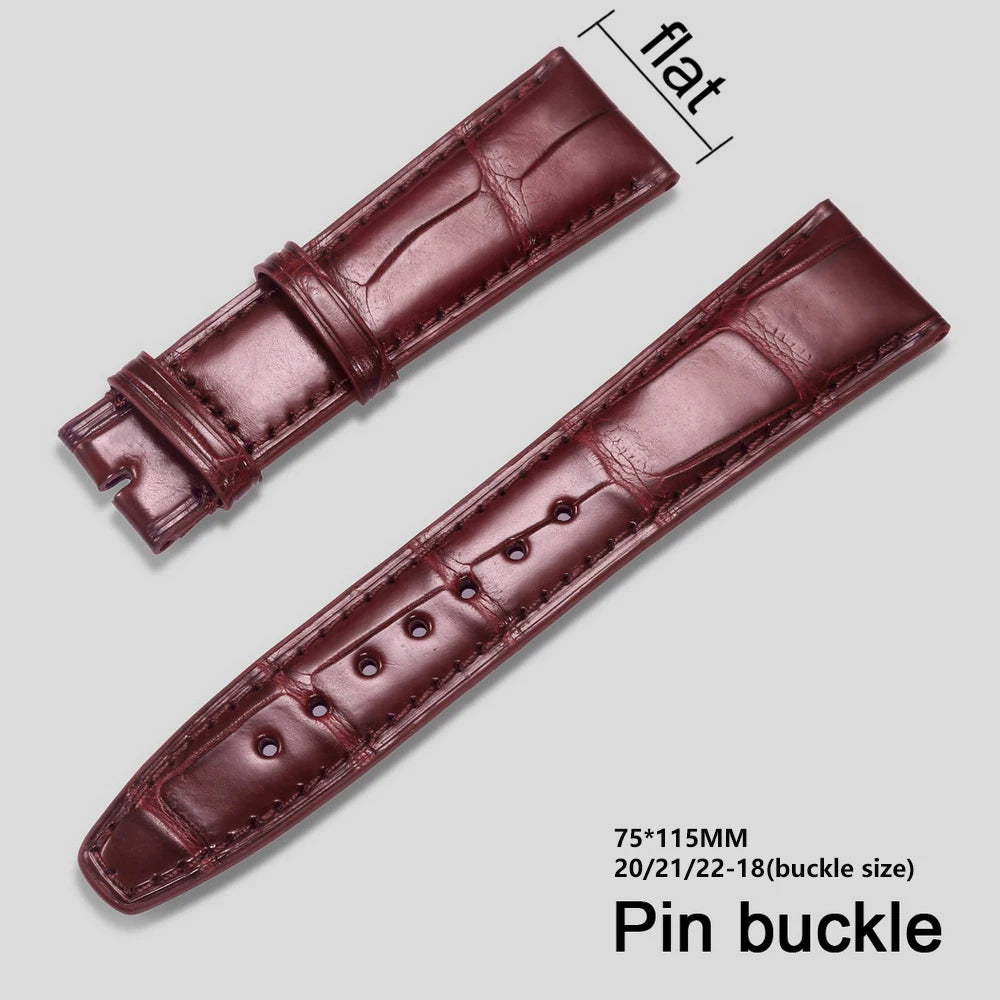 Crocodile Leather Watchbands For IWC Portugues Pilot Black Alligator Grain Handmade Straps 20mm 21mm 22mm