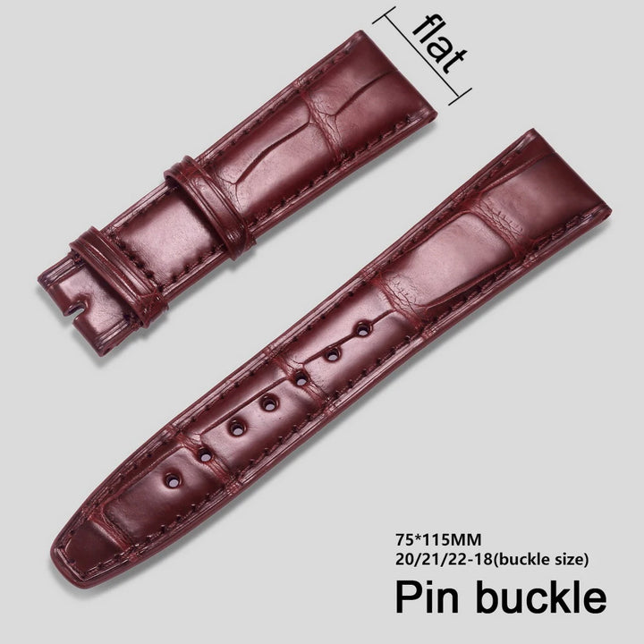 Crocodile Leather Watchbands For IWC Portugues Pilot Black Alligator Grain Handmade Straps 20mm 21mm 22mm