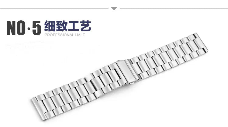 Black & White Steel Watch Band 20–24mm for Samsung Gear S3–S5 (46/42mm)
