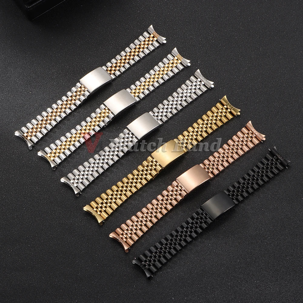 19mm 20mm 21mm Curved End Stainless Steel Watch Bands for Rolex DATEJUST for Jubilee Solid Strap Bracelet Men Woman Watchband