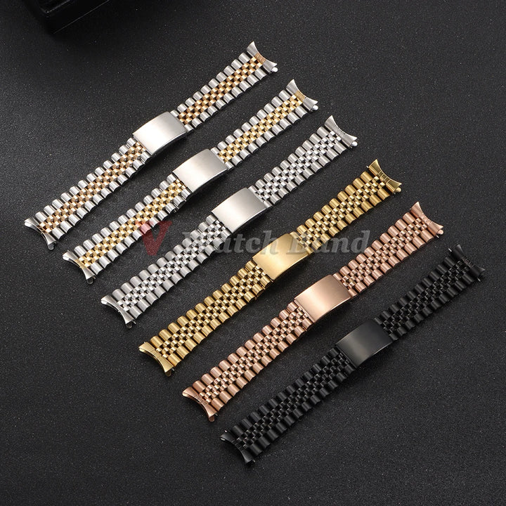 19mm 20mm 21mm Curved End Stainless Steel Watch Bands for Rolex DATEJUST for Jubilee Solid Strap Bracelet Men Woman Watchband