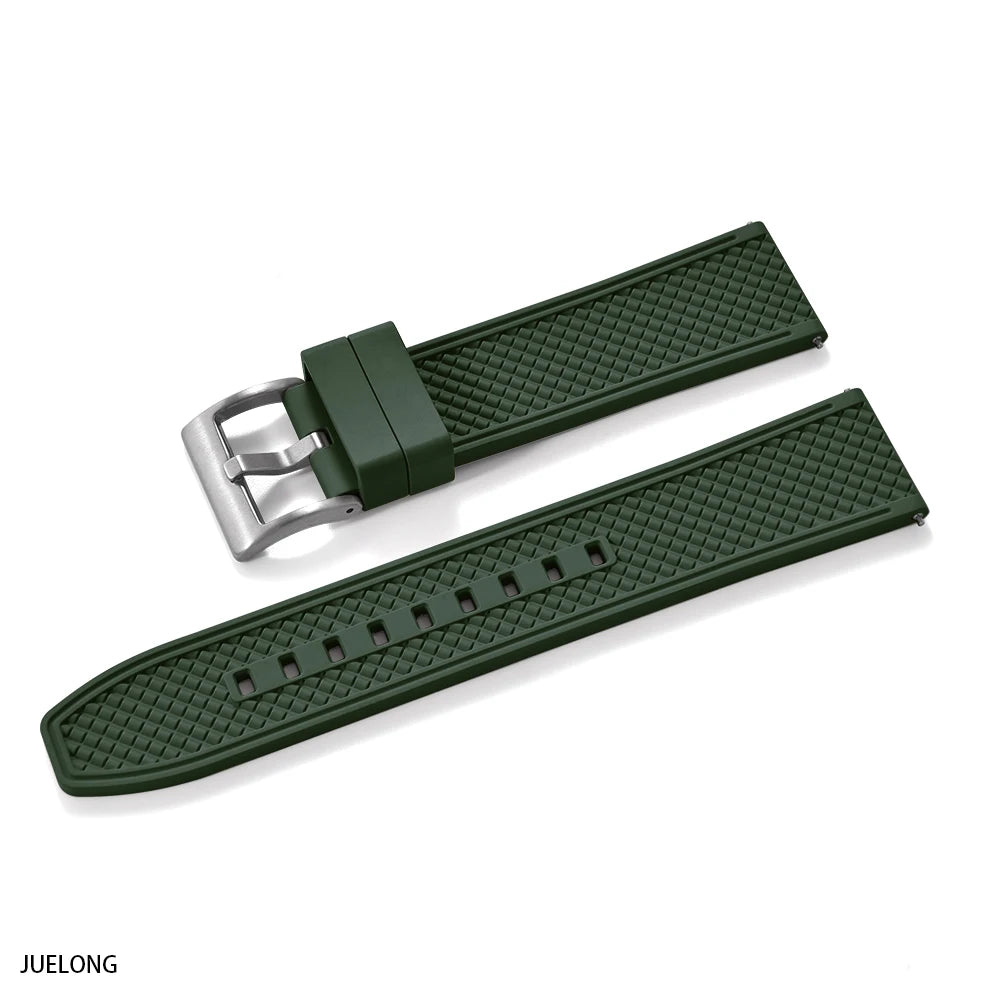 HAISCH Bullet-Shaped FKM Rubber Watch Strap – 18-24mm, Quick Release, Waterproof