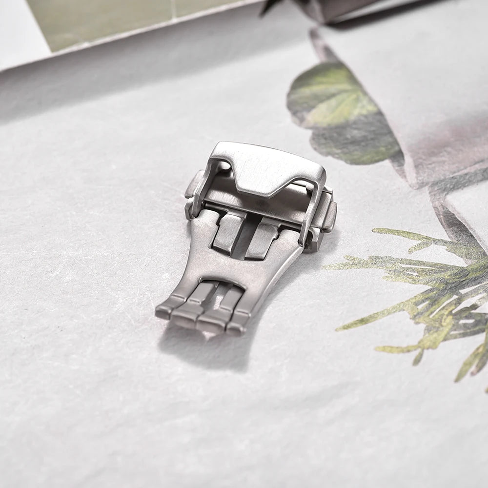 Steel Brush Deployment Clasp For Omega 18mm 20mm 22mm Stainless Steel Buckle Leather Rubber Watchband Clasp Metal Folding Buckle