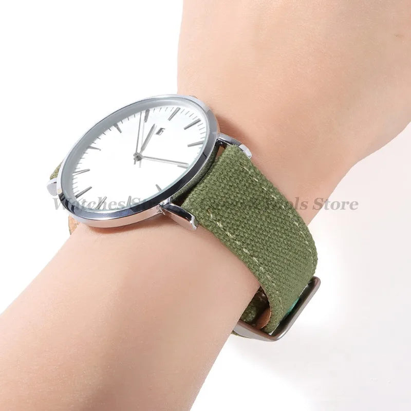 Canvas Band Leather Watchband 20mm for Army Military Quick Release Universal Replacement for Omega Sport Nylon Men Watch Straps