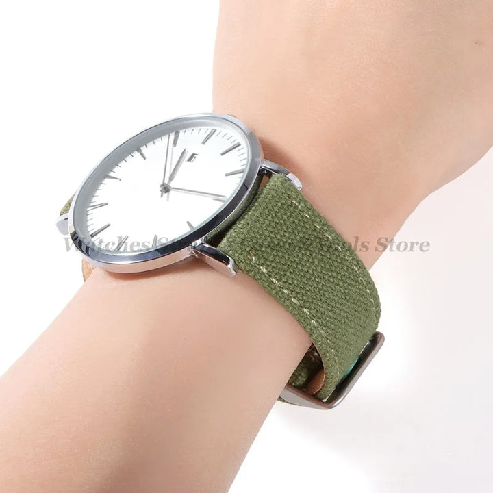 Canvas Band Leather Watchband 20mm for Army Military Quick Release Universal Replacement for Omega Sport Nylon Men Watch Straps