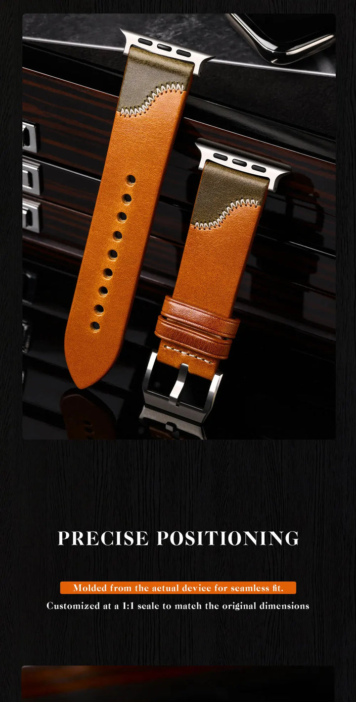 Luxury Bicolor Leather Strap For Apple Watch, Ultra3 49mm, Series11, 10, 46mm, 42mm, 45mm, 44mm, 41mm, 40mm, Handmade Watch Band
