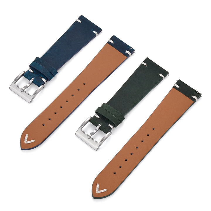 Crazy Horse Vintage Leather Quick-Release Watch Strap (18-22mm)