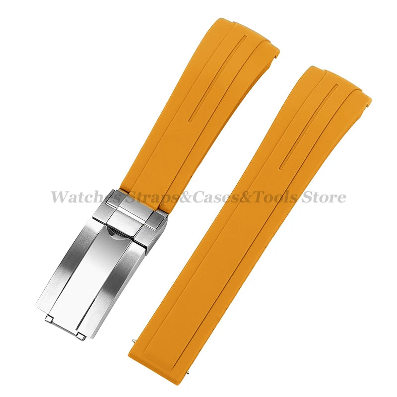 Curved End Silicone Rubber Watch Band 20–22mm for Rolex Water Ghost