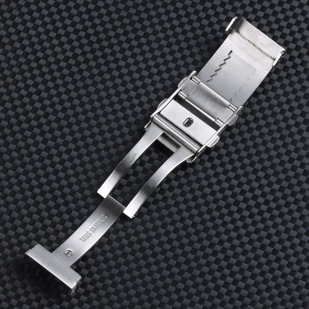 316L Stainless Steel Folding Watch Clasp (18/20/22mm, Brushed Silver)