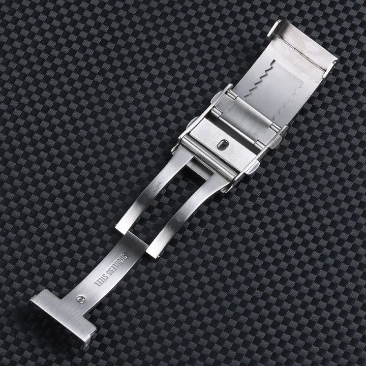 316L Stainless Steel Folding Watch Clasp (18/20/22mm, Brushed Silver)