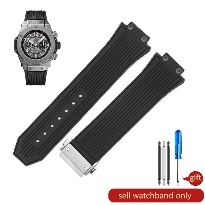Soft Silicone Watch Band 27×17mm for Hublot Big Bang (Waterproof, Steel