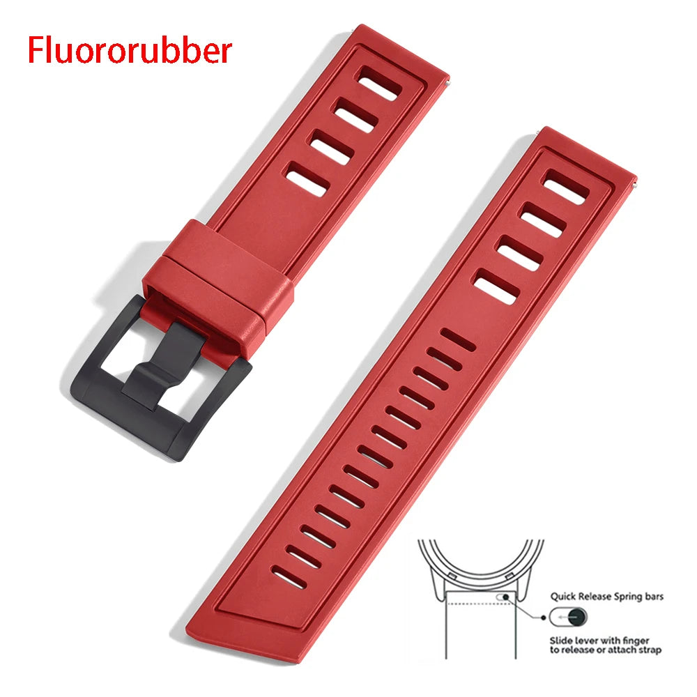 New Design SOFO Fluororubber FKM Watch Strap 20mm 22mm Waterproof Quick Release Watchbands For Each Brand Diving Watches