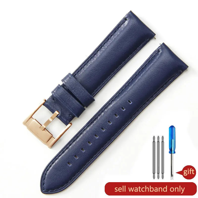Genuine Leather Watch Strap for Fossil (22/24mm, Dark Blue)
