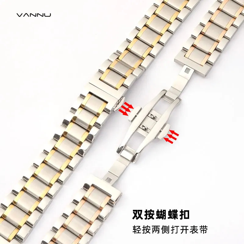 Curved End Universal Strap 12/13/14/15/16/17/18/19/20/21/22/23/24mm Solid Stainless Steel Watch Bands for Tissot Butterfly Clasp