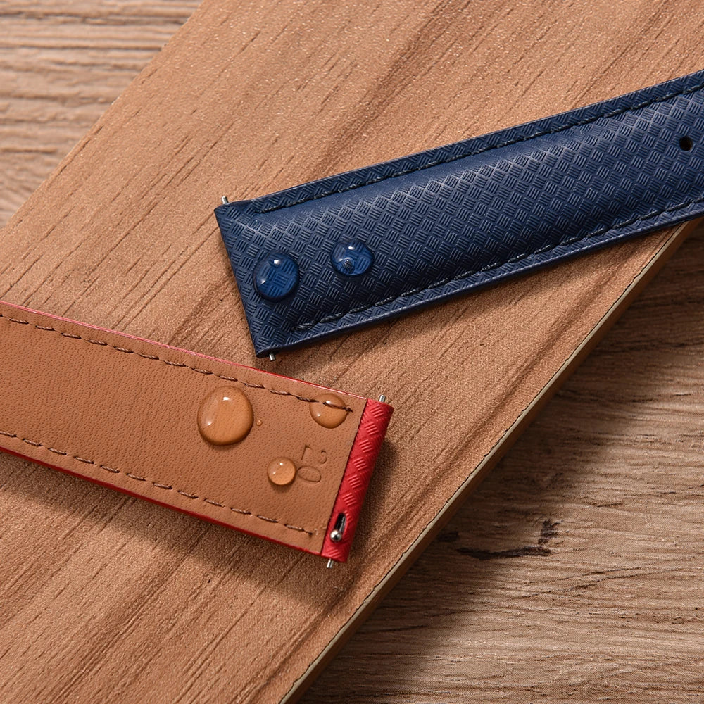 New Design 18mm 19mm 20mm 22mm Sailcloth Strap FKM TOP+Leather Base Rubber Watch Bands Perfectly Matched With Any Brand of Watch