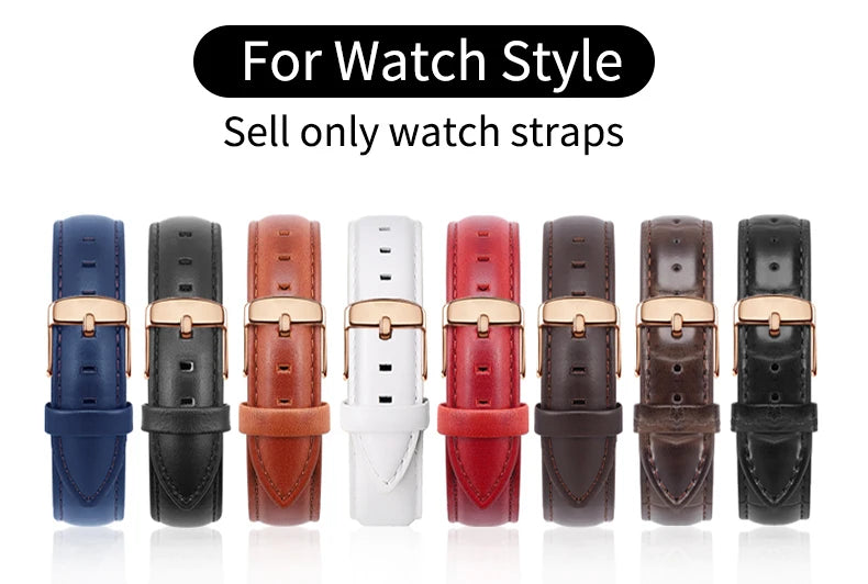 DW Classic Genuine Leather Watch Strap – 14–22mm, Waterproof & Soft