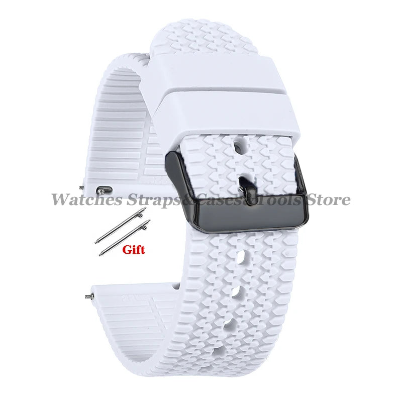 Soft Silicone Rubber Watch Band 18–24mm for Omega & Huawei (Quick