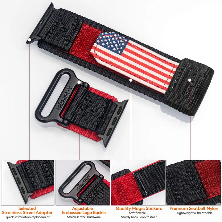 HEMSUT For Apple Watch Band Ultra 2 3 49mm Nylon Series 9 45mm Straps Soft Breathable Comptibility 38 40 41 42 44mm