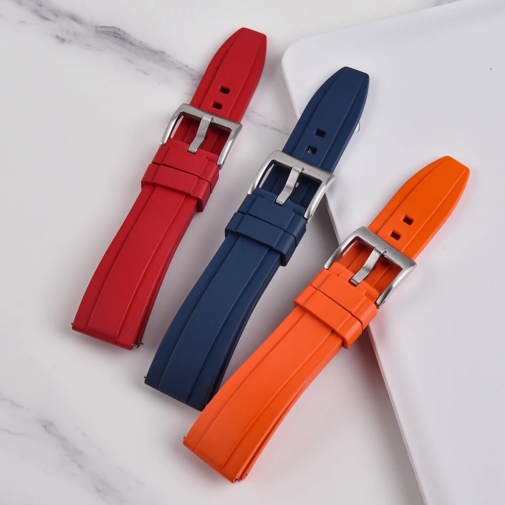 Universal FKM Rubber Watch Strap – 20–24mm Waterproof Sport Band for Rolex, Omega, Armani & Seiko