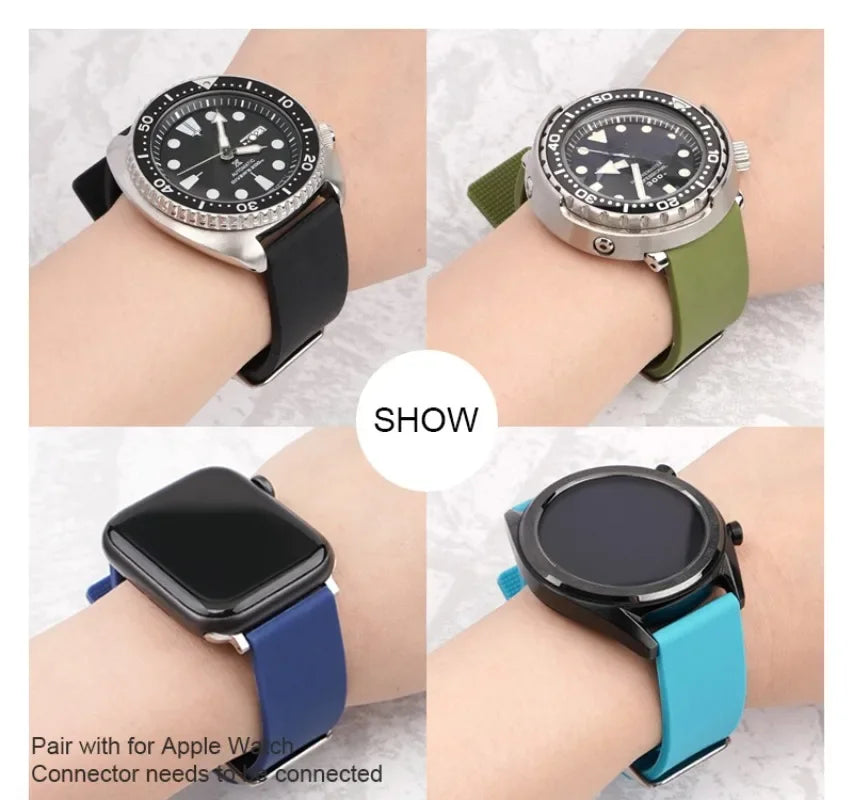 Silicone Watch Strap – 12–24mm, Soft Rubber for Seiko & Huawei GT Series