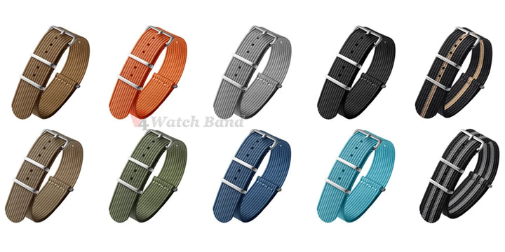 Ribbed Nylon Watch Band 18–22mm (Military Style)
