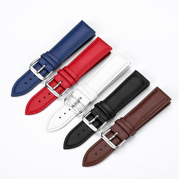 Soft Leather Watch Strap 8–24mm for Men & Women (Purple, Green, Blue)