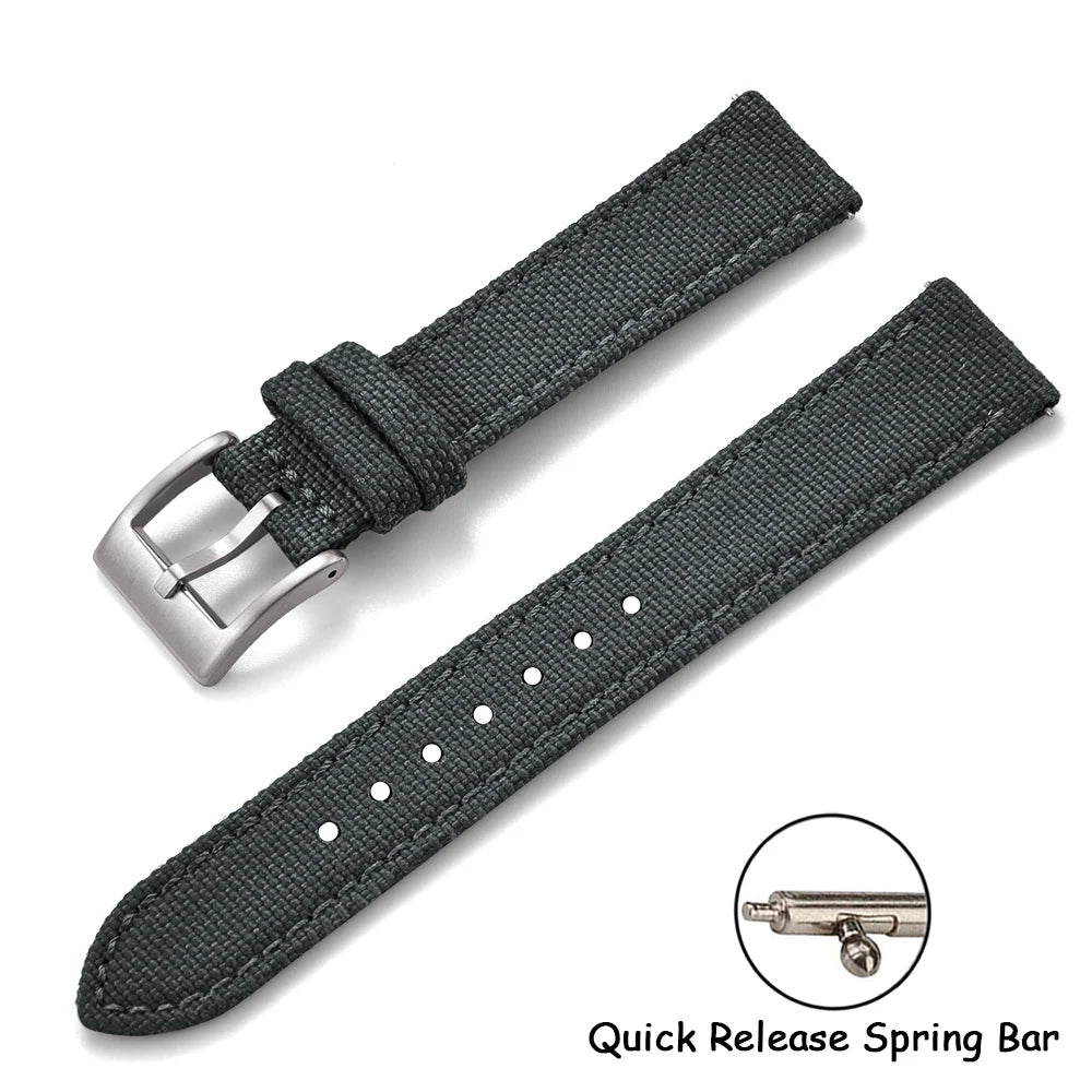 Sailcloth Leather Watch Strap – 18-22mm Quick Release