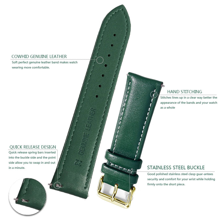 Top Grain Leather Watch Band 12–24mm (Quick Release)