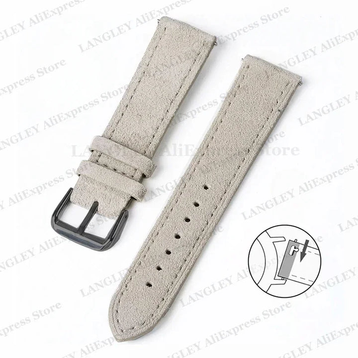 Vintage Suede Leather Watch Strap – 18/20/22mm, Quick Release