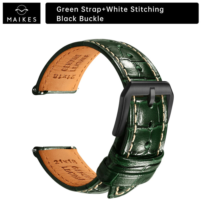 Maikes Top Quality Leather Watch Strap Accessories Butterfly Buckle For Chopard Breitling Omega Patek Philippe Watch Band