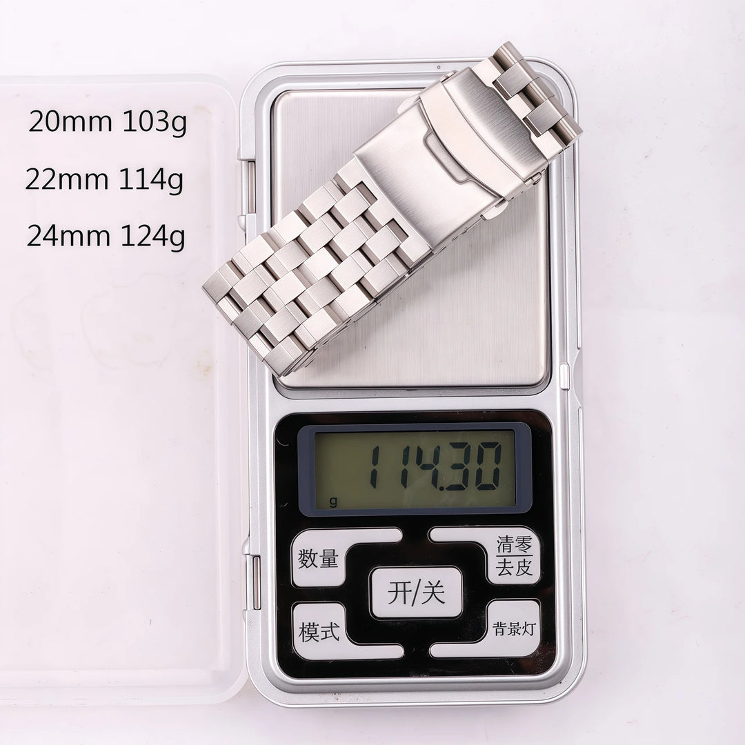 Solid Stainless Steel Watch Bracelet – Silver Brushed (18-24mm)