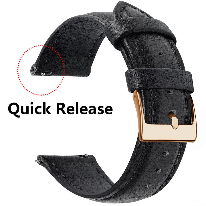 Genuine Leather Watch Strap – Smooth Finish 12–22mm