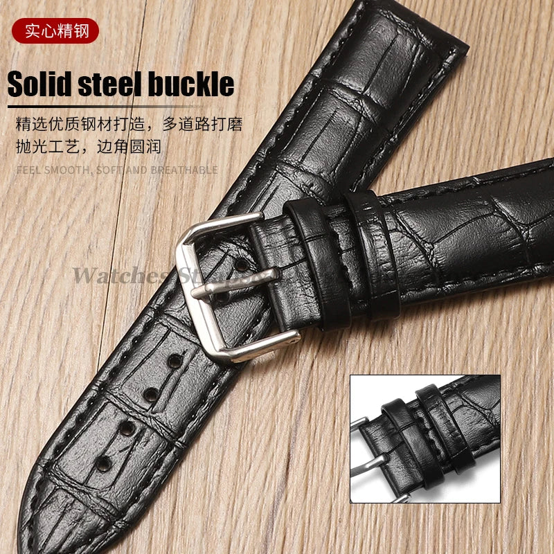 Calfskin Leather Strap Slub Pattern 12/13/14/15/16/17/18/19/20/21/22/23/24mm Universal Watchband for Samsung SmartWatch Bracelet