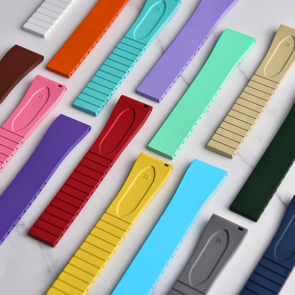 NATOBELT CTS FKM Rubber Watch Band Strap 16mm 18mm 19mm 20mm 21mm 22mm Quick Release Butterfly Cut-to-Size Sweatproof Waterproof