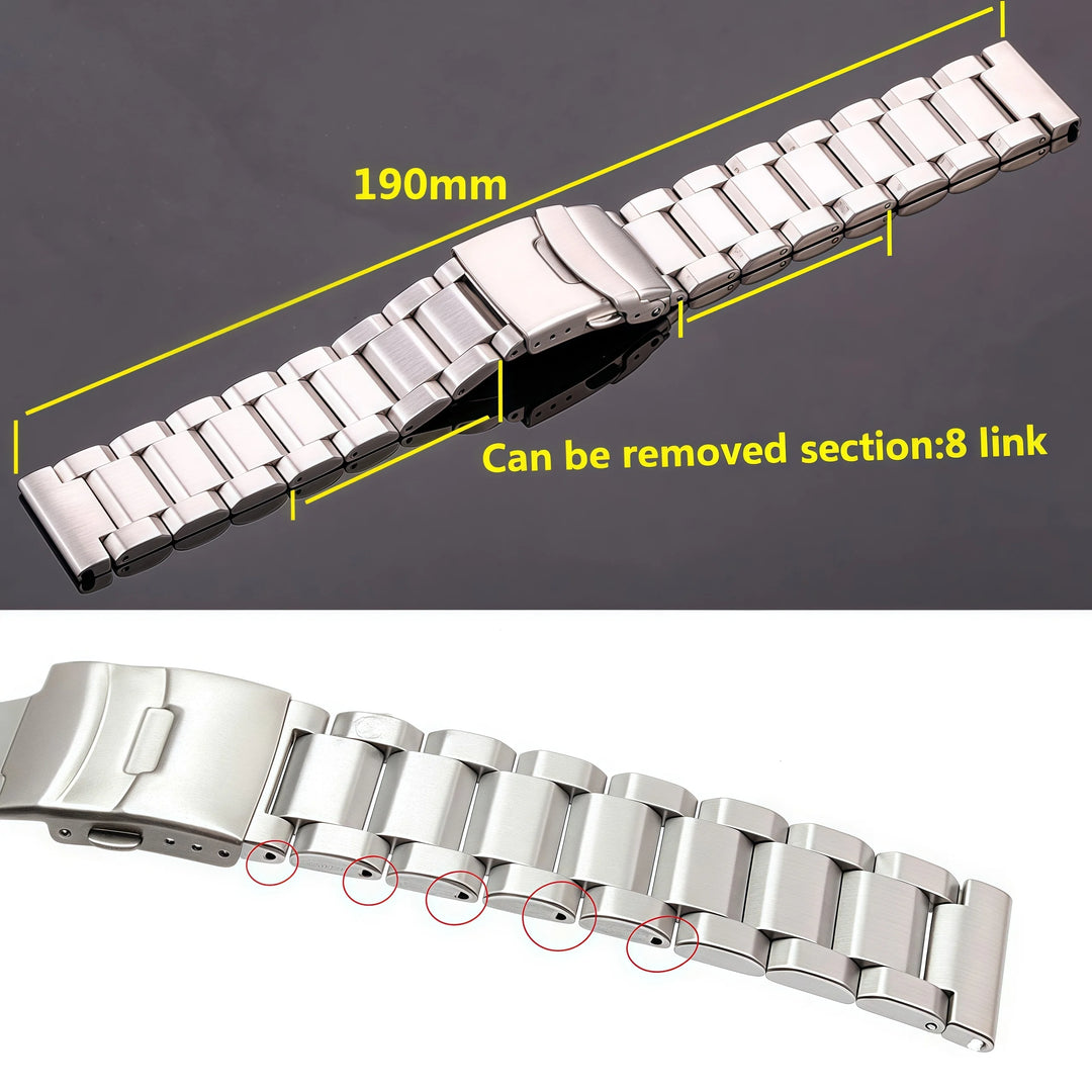 Stainless Steel Watch Strap 18–24mm Blue/Black/Gold