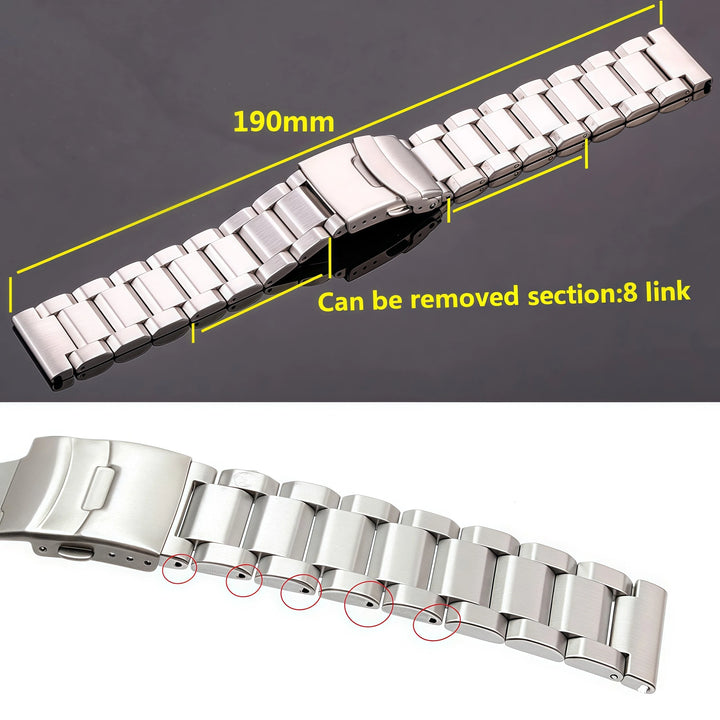 Stainless Steel Watch Strap 18–24mm Blue/Black/Gold