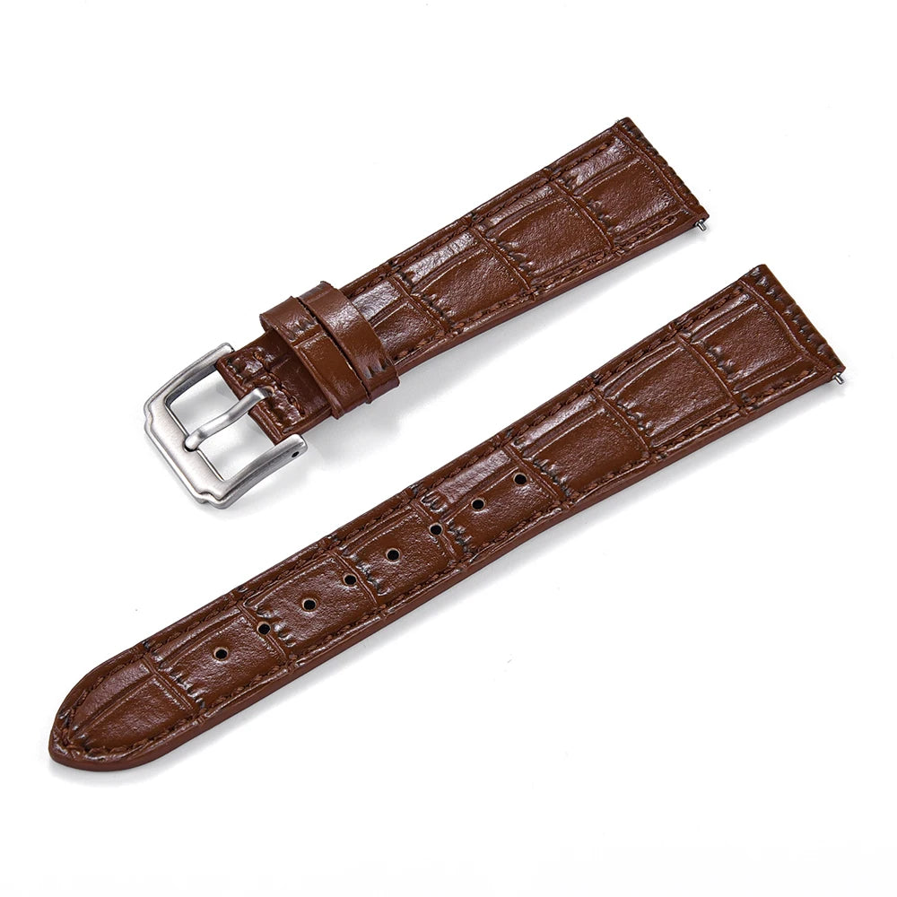 High Quality Classic Bamboo Leather Watch Strap 16/18/19/20/21/22mm Quick Release Watchbands Unisex Smart Leather Wristbands
