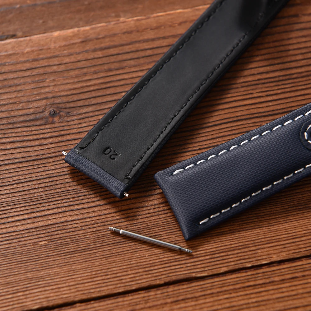 Sailcloth Nylon Watch Band 20mm 22mm Leather Sailcloth Strap For Omega Seamaster  Swatch Folding Buckle Band Universal Bracelet