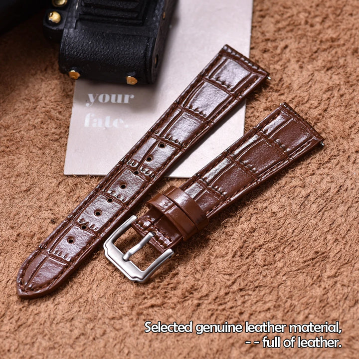 16/18/19/20/21/22mm Quality Leather Watch Bands Slub Pattern Leather Strap Universal Watchbands Accessories for Men Women Bands