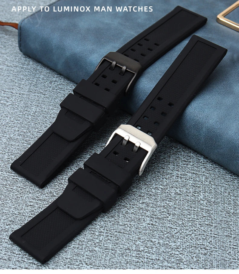 Waterproof Silicone Watch Band 20–23mm for Luminox 3051.BO (Outdoor,