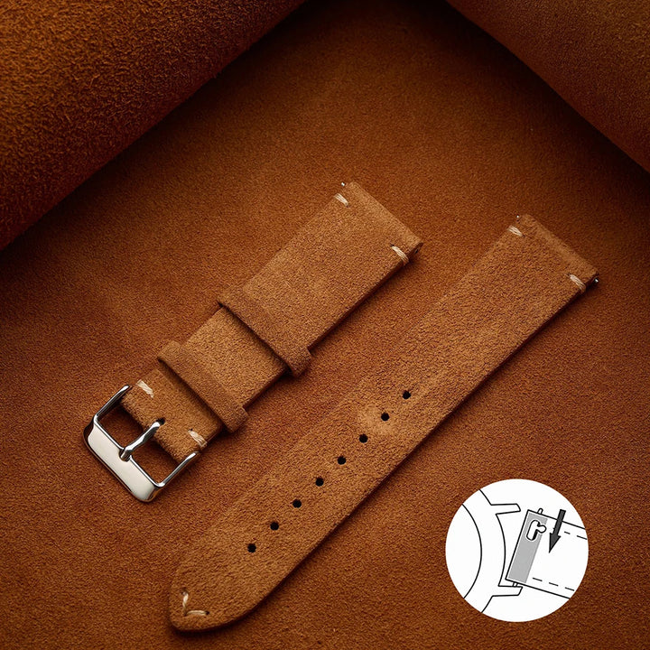 Quick Release Soft Suede Leather Watch Strap (14–22mm)