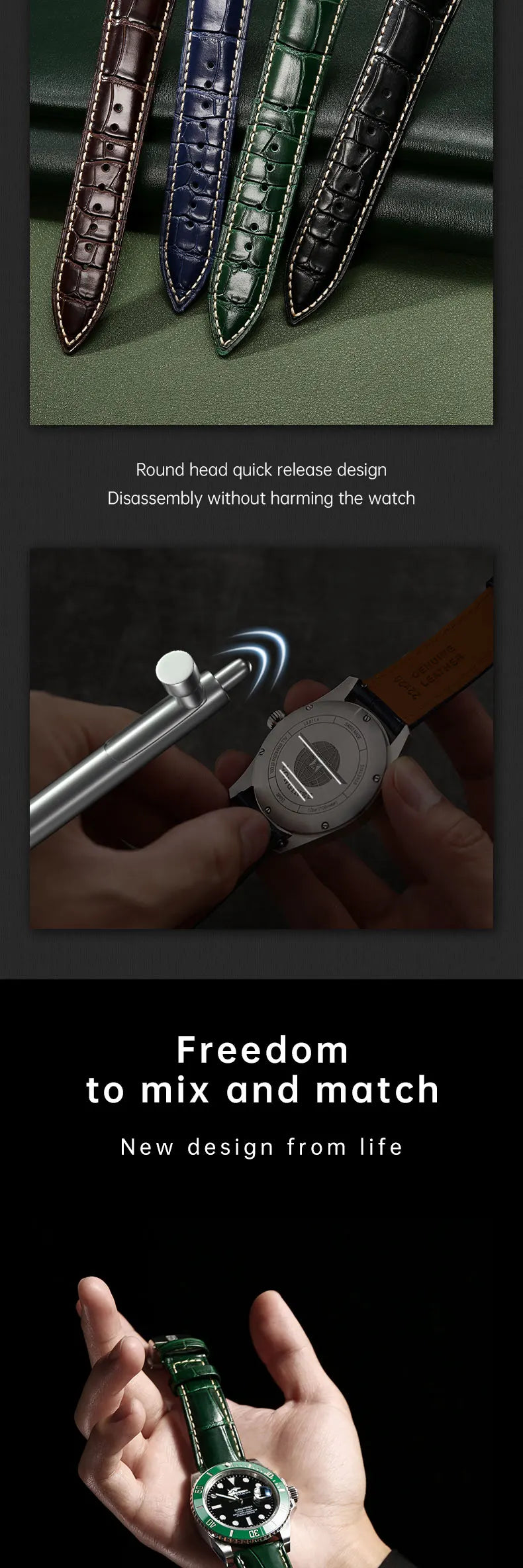 Maikes Luxury Brand Leather Watch Straps 20mm 21mm 22mm Accessories Watchbands Braceletes For Rolex Breitling Omega Watch Bands