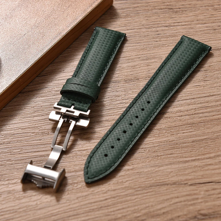 New Design FKM Rubber Sailcloth Strap 18/19/20/22mm Quick Release Leather Watch Band Universal Butterfly Buckle Band For Omega