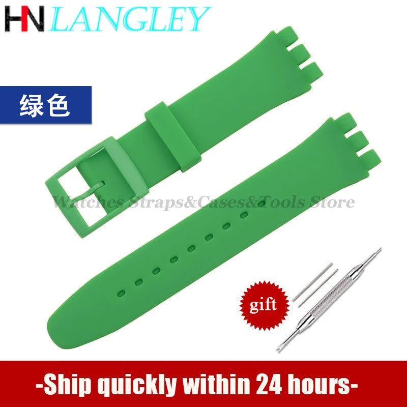 Soft Silicone Watch Strap – 16/17/19/20mm, Colorful Replacement with Tools