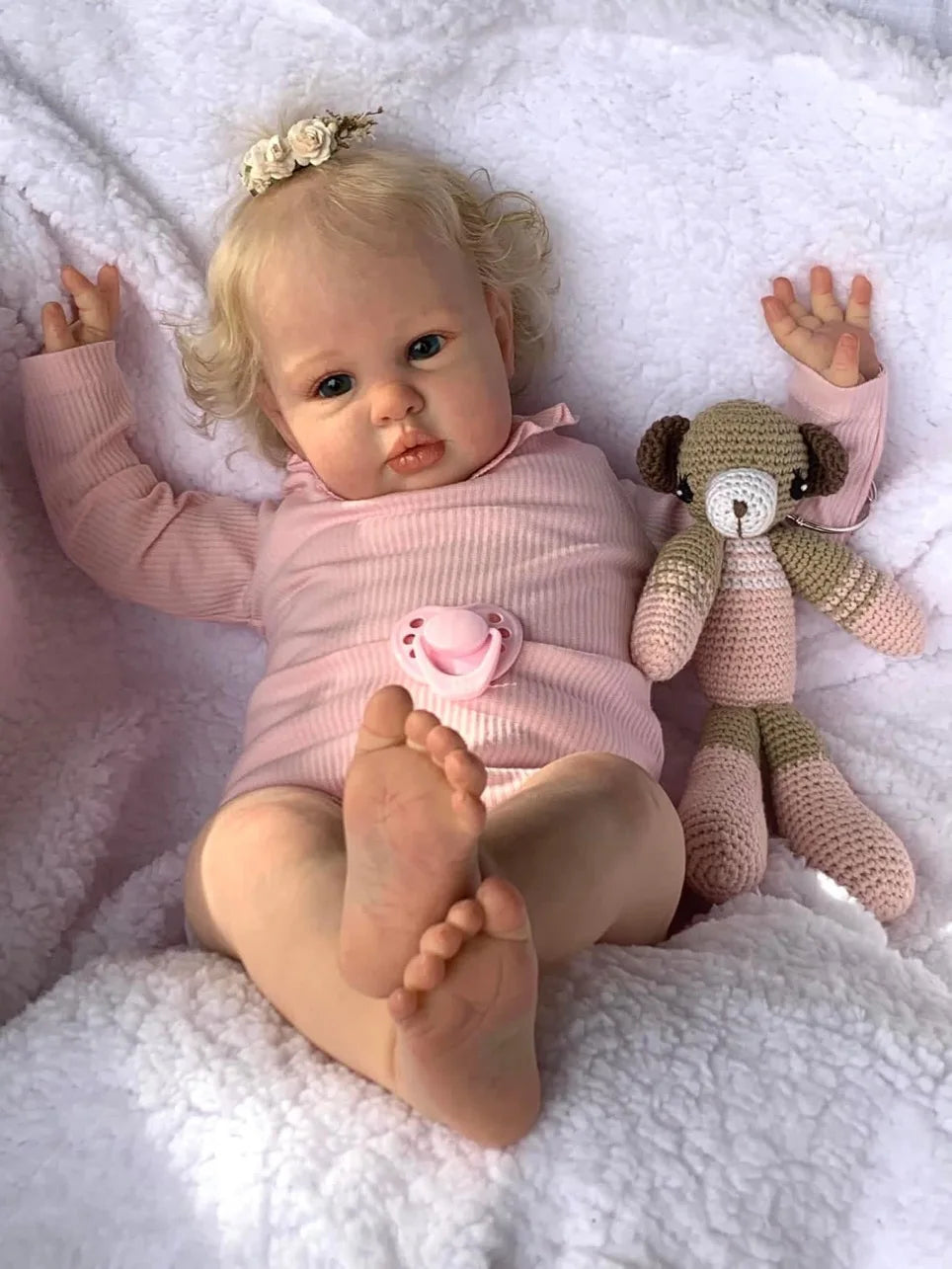 24" Ellie Realistic Toddler Girl Reborn Doll (Soft Touch, Hand‑Rooted Hair)