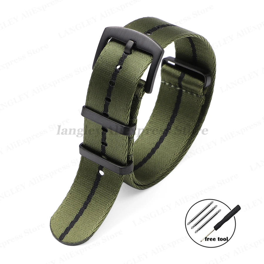 Premium Nylon Watch Strap 20/22mm (Black Buckle)