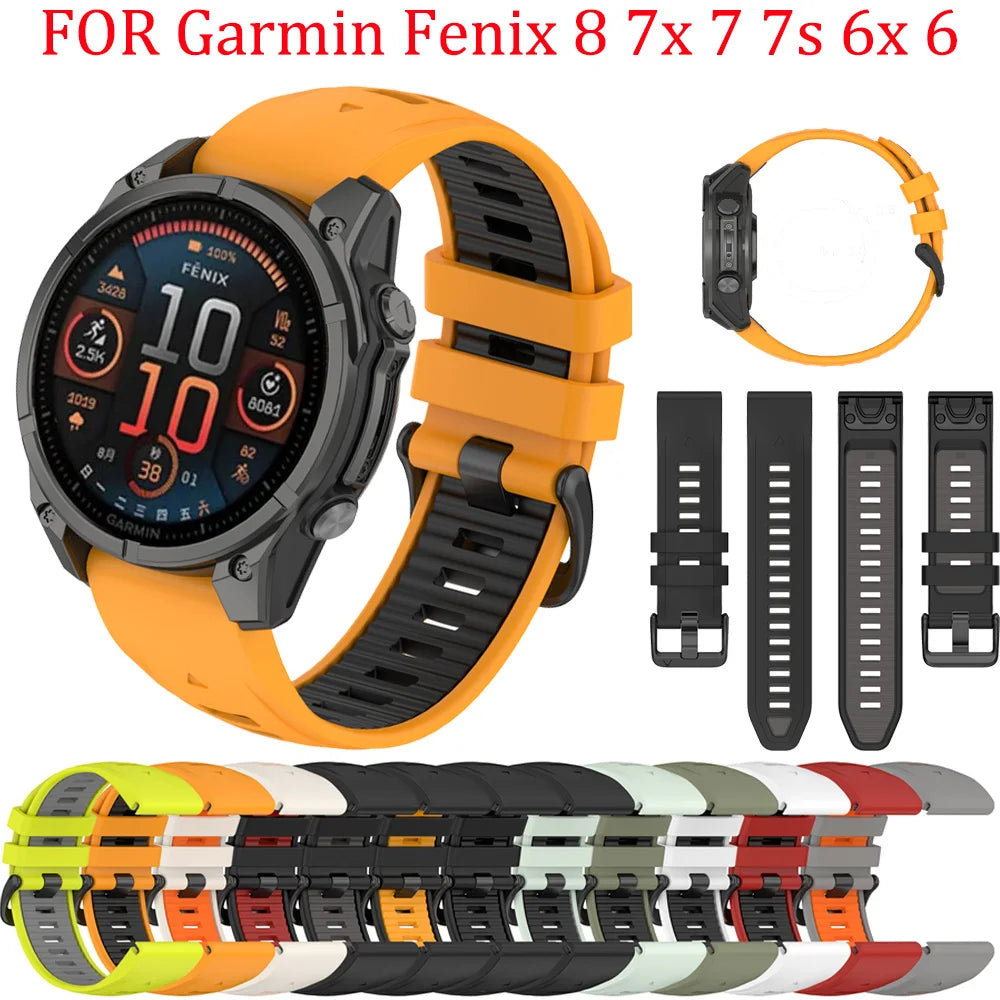 EasyFit Silicone Watch Strap 20/22/26mm for Garmin Fenix 5–8 Series